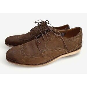 Clarks‎ Collection Oxford Shoes Men US 11M Brown Raharto Wing Tip Nubuck Leather